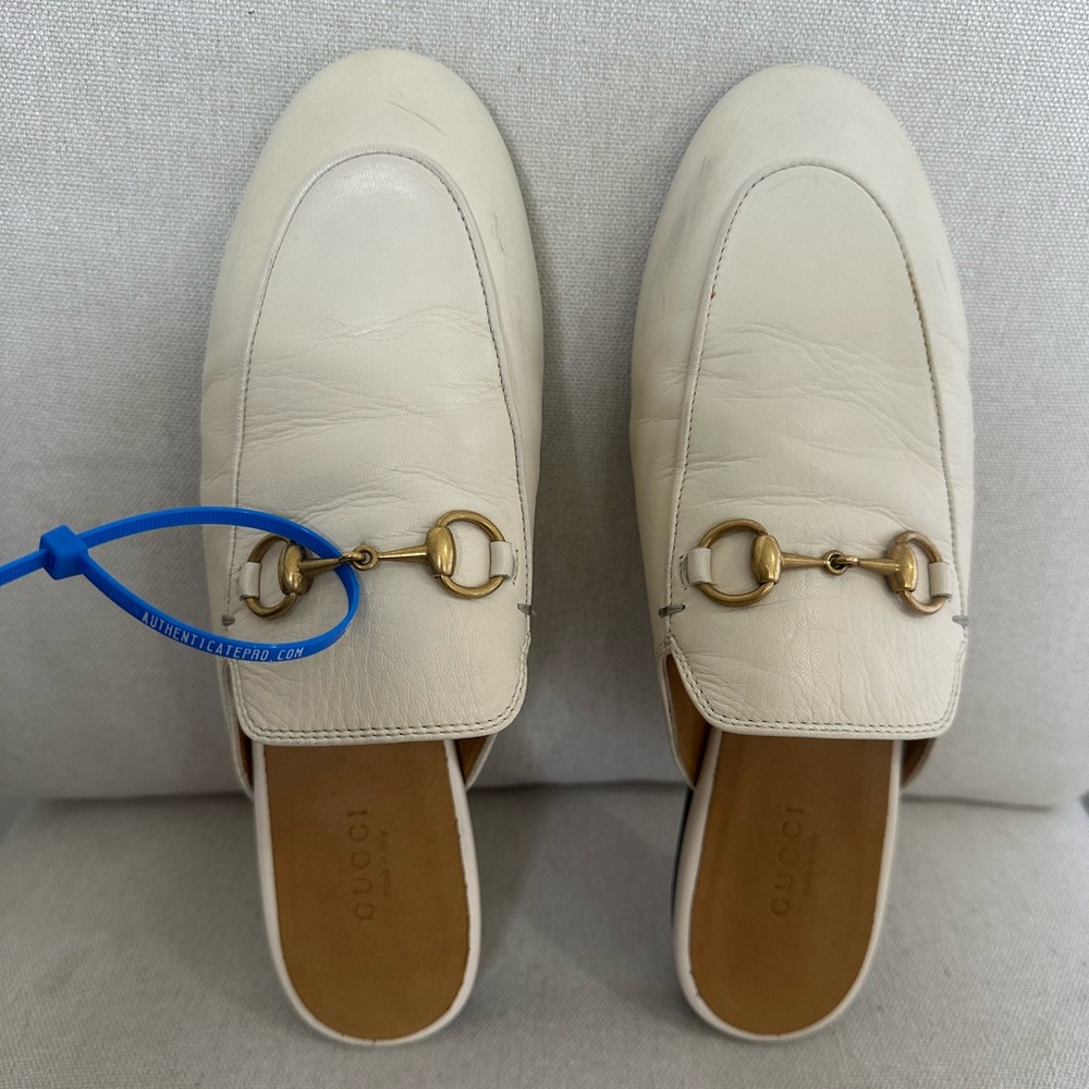 GUCCI WOMEN'S PRINCETOWN SLIPPER WHITE SIZE 37.5 Good condition